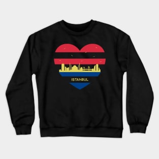 Turkey Skyline cityscape Heart Shape Birds Flying Istanbul Crewneck Sweatshirt